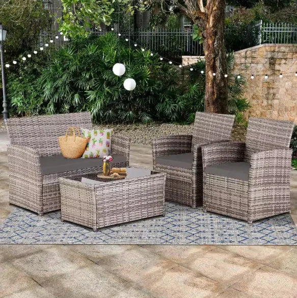 Patio Furniture Set With Cushions Chairs Sofa Tea Table