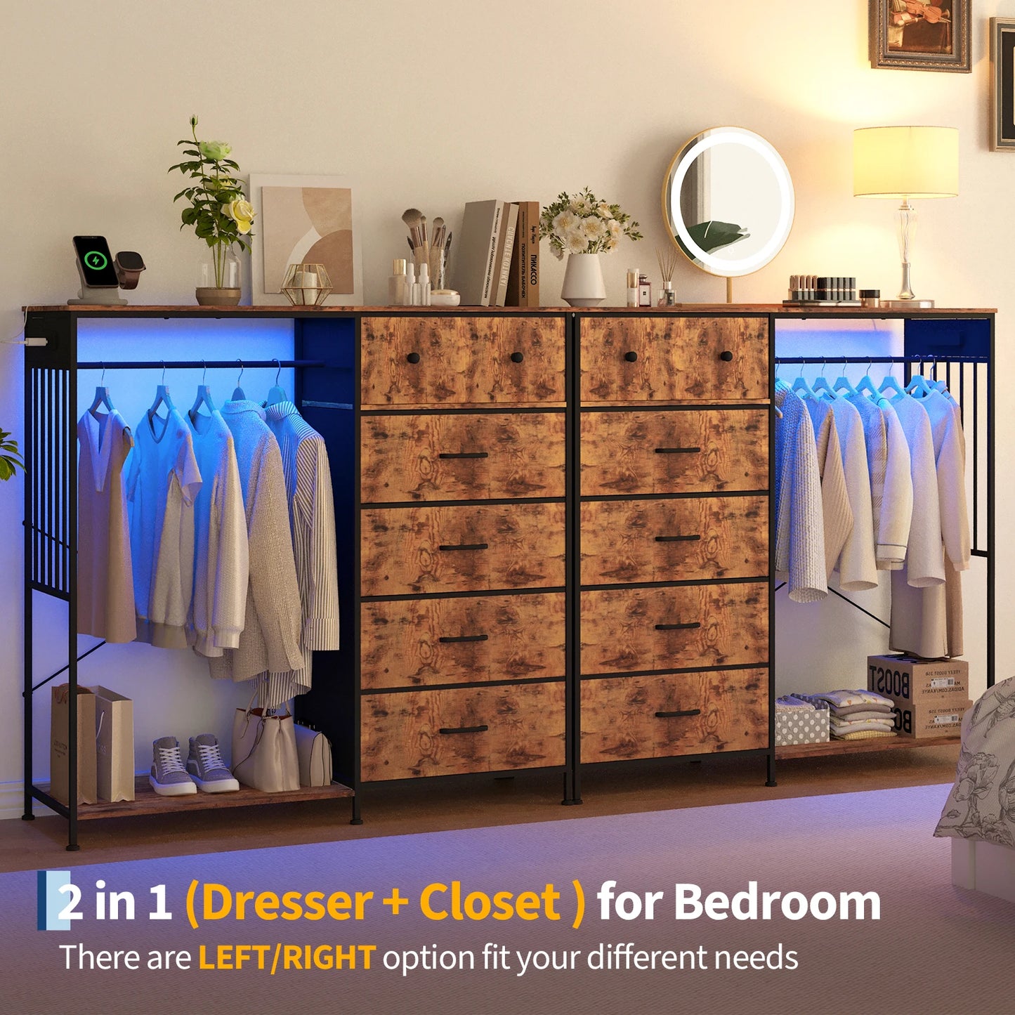 TWISTER.CK Chest Of Drawers With LED Lights And Charging Station