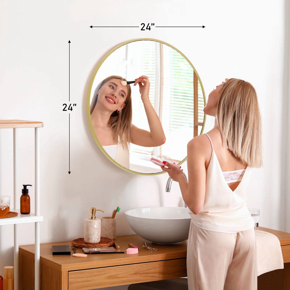 JHK Modern Tempered Glass Vanity Wall Mirror Living Room