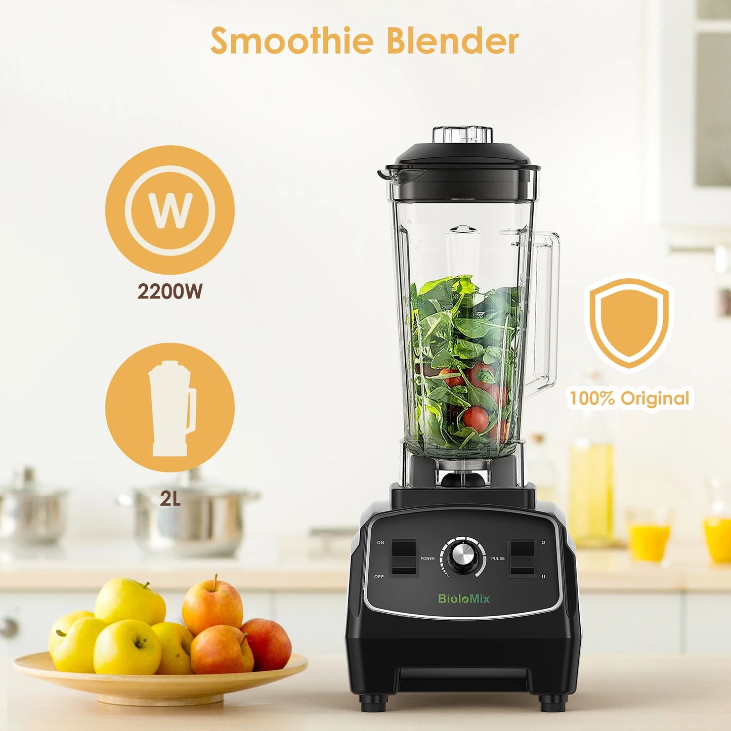 Biolomix BPA Free 3HP 2200W Heavy Duty Blender Mixer Juicer