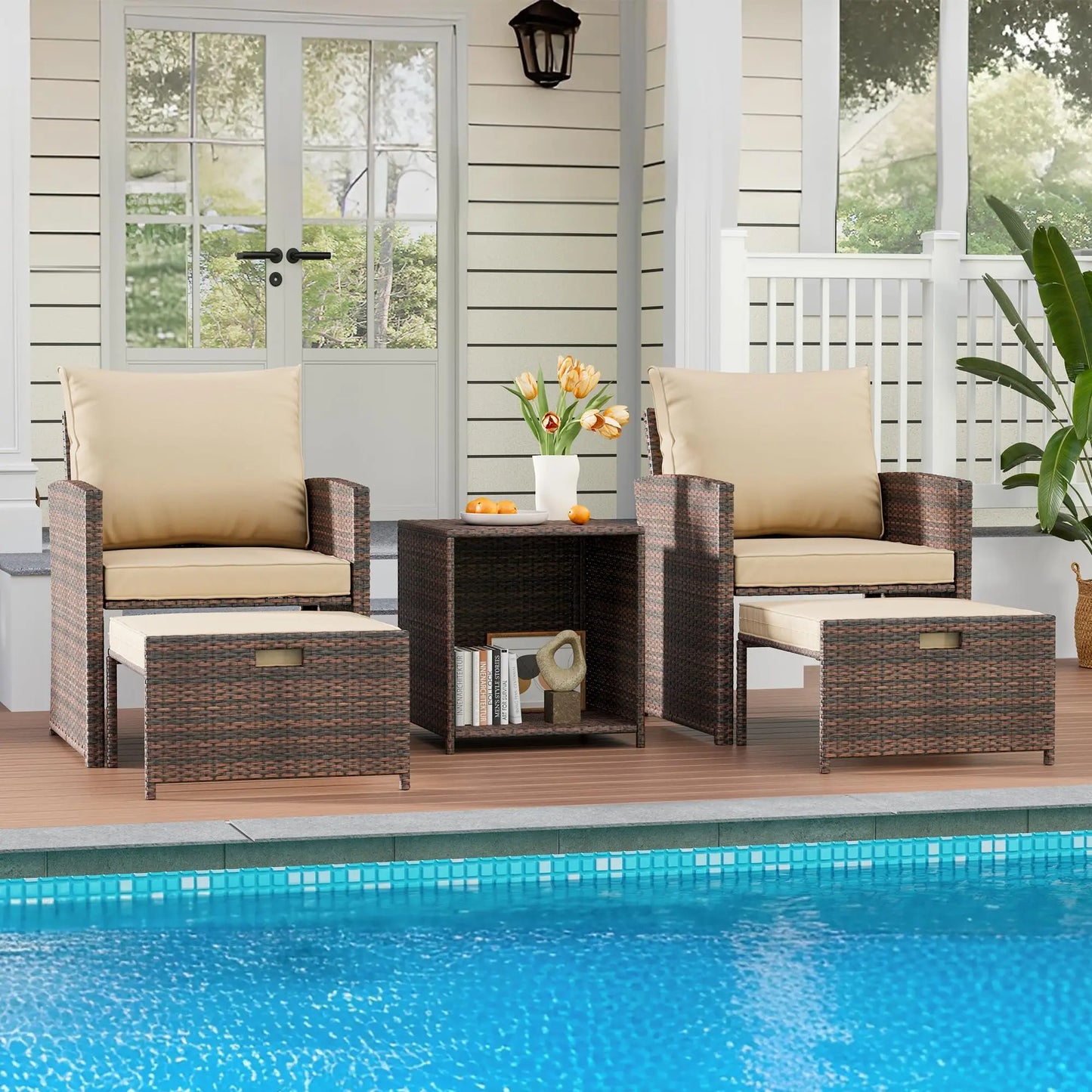 HiMISS All Weather PE Rattan Patio Set With Cushions