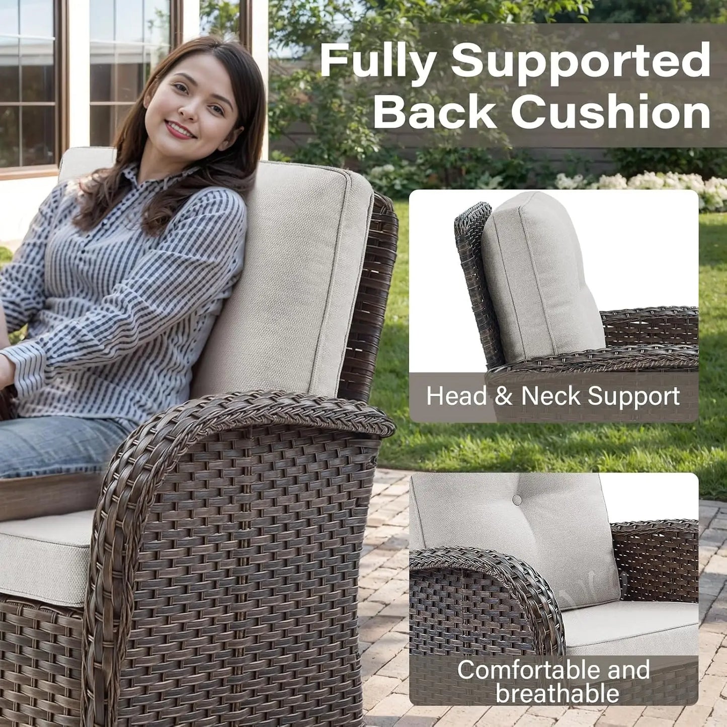 Patio Swivel Rocker Chairs Set Of 2 With Side Table