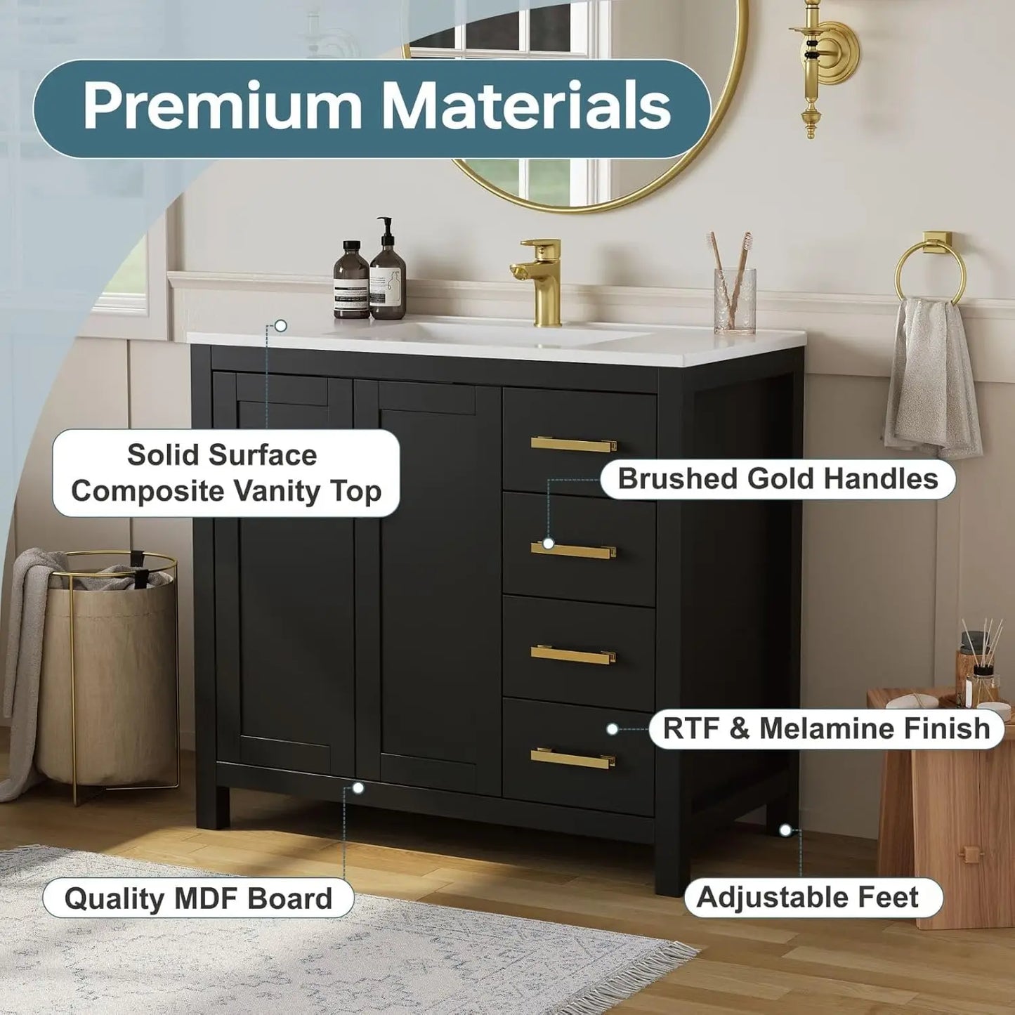 Guangbai Modern Bathroom Vanity With Integral Top