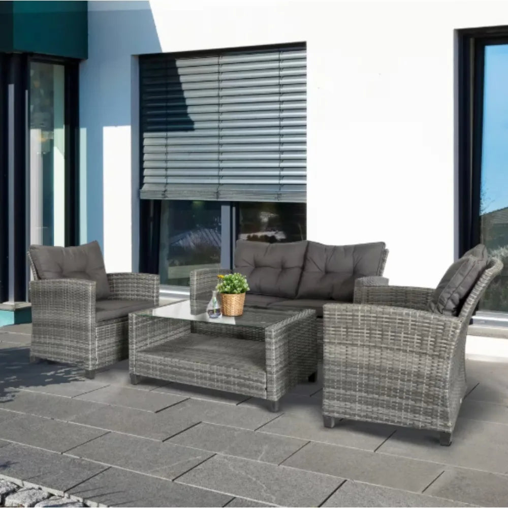Patio Furniture Set With Cushions Chairs Sofa Tea Table