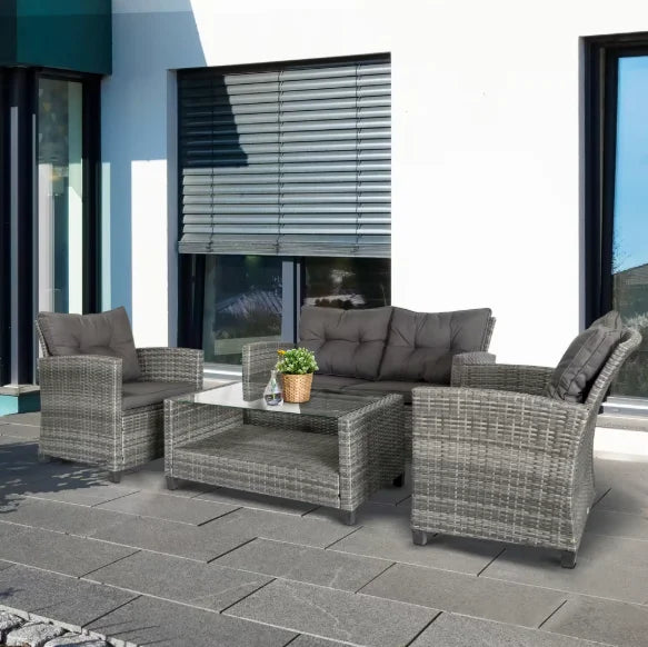 Patio Furniture Set With Cushions Chairs Sofa Tea Table