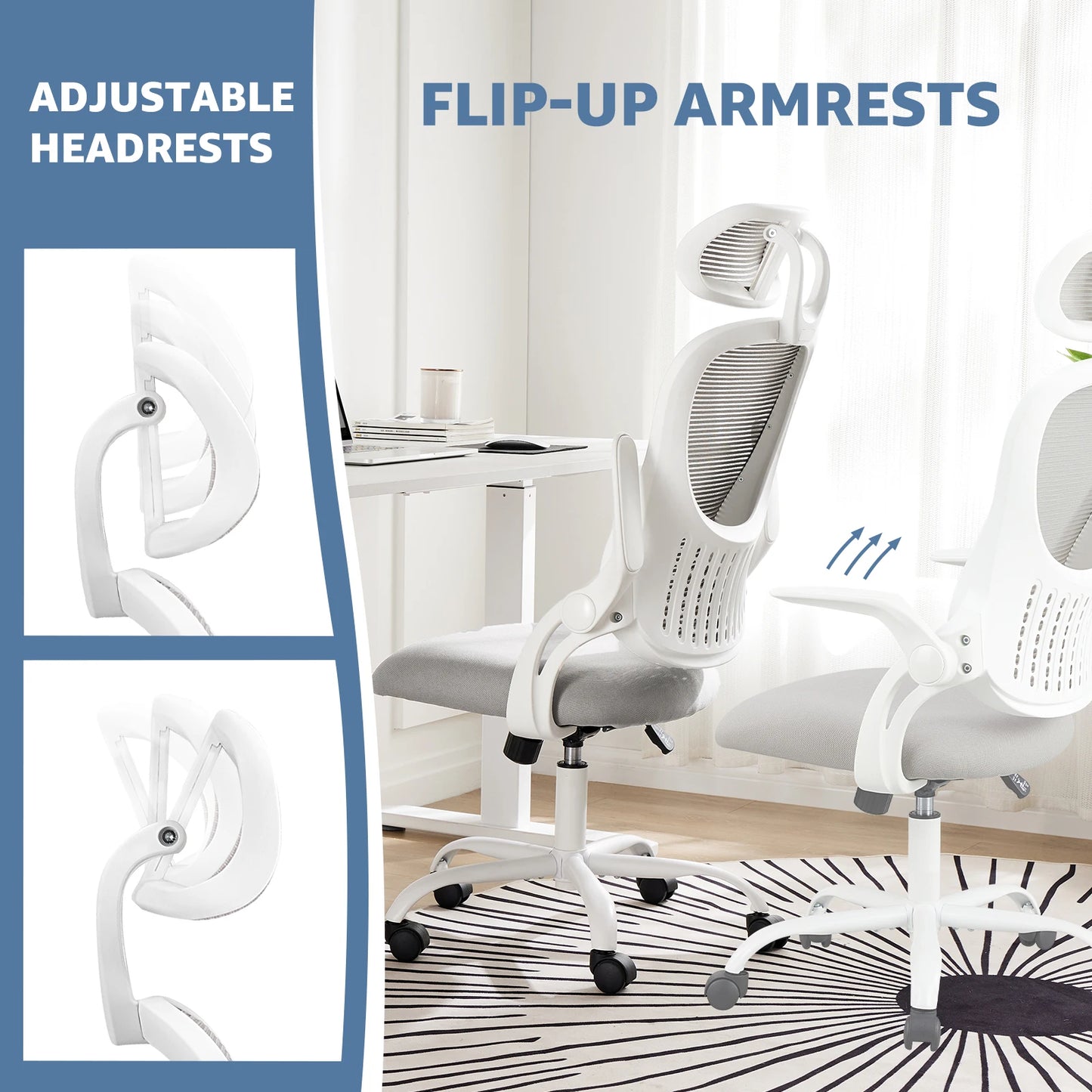 JHKErgonomics Mesh Ergonomic Office Chair with Adjustable Headrest