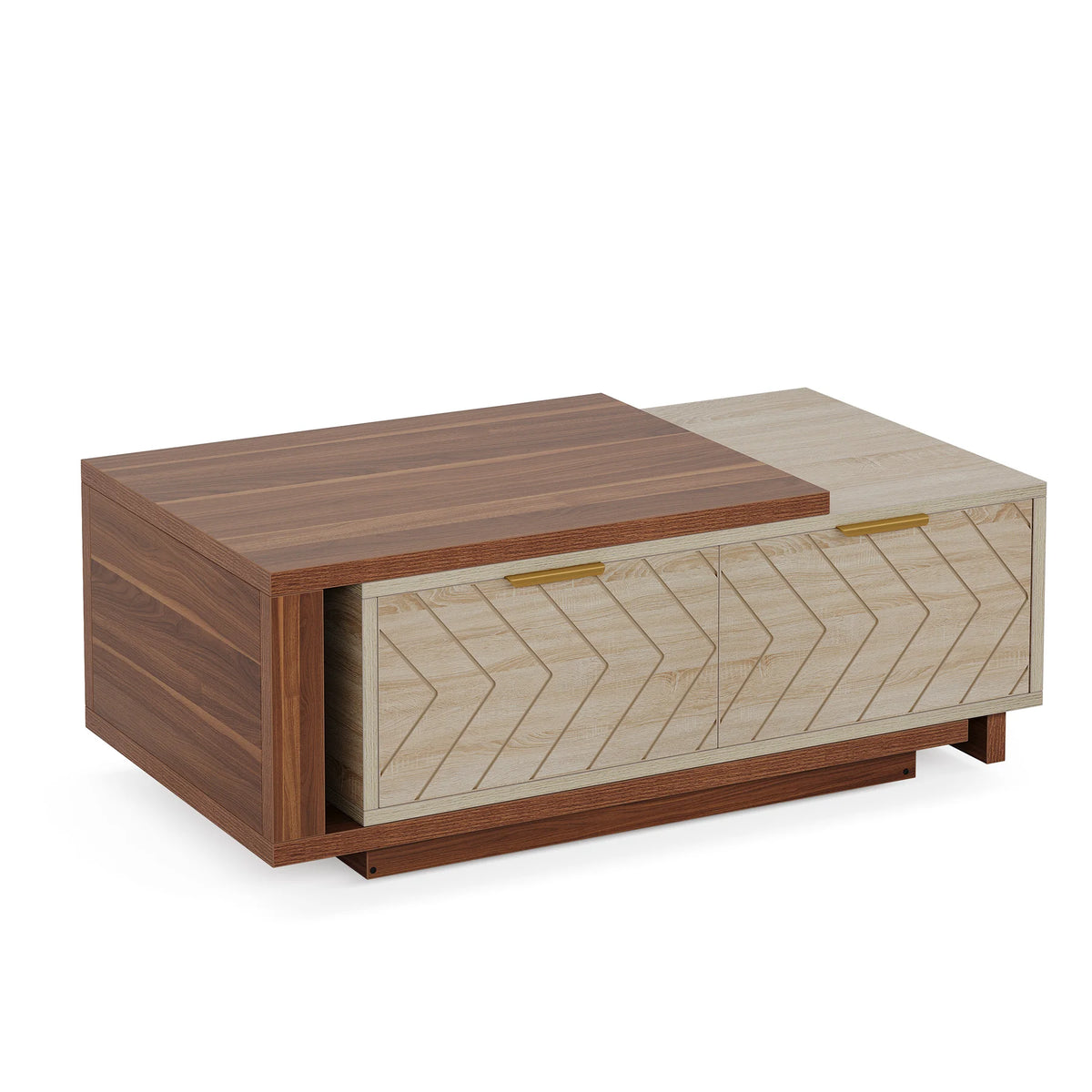 Tribesigns Adjustable Reversible Wood Coffee Table With Storage Drawers