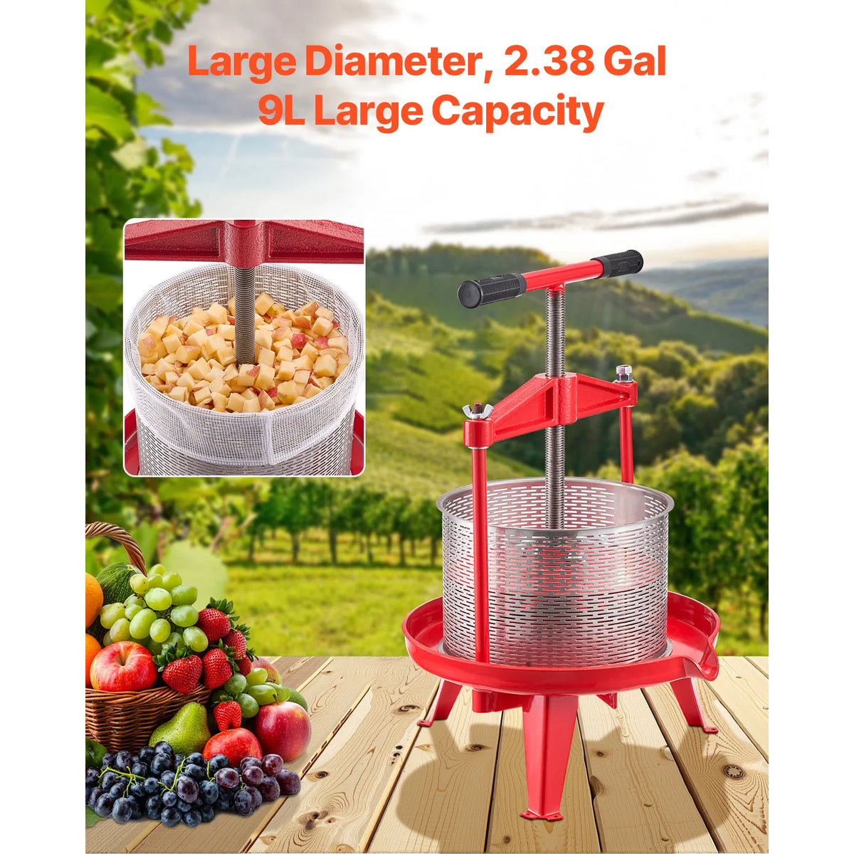 Manual Stainless Steel Fruit Wine Press With Crossbeam Juice Maker