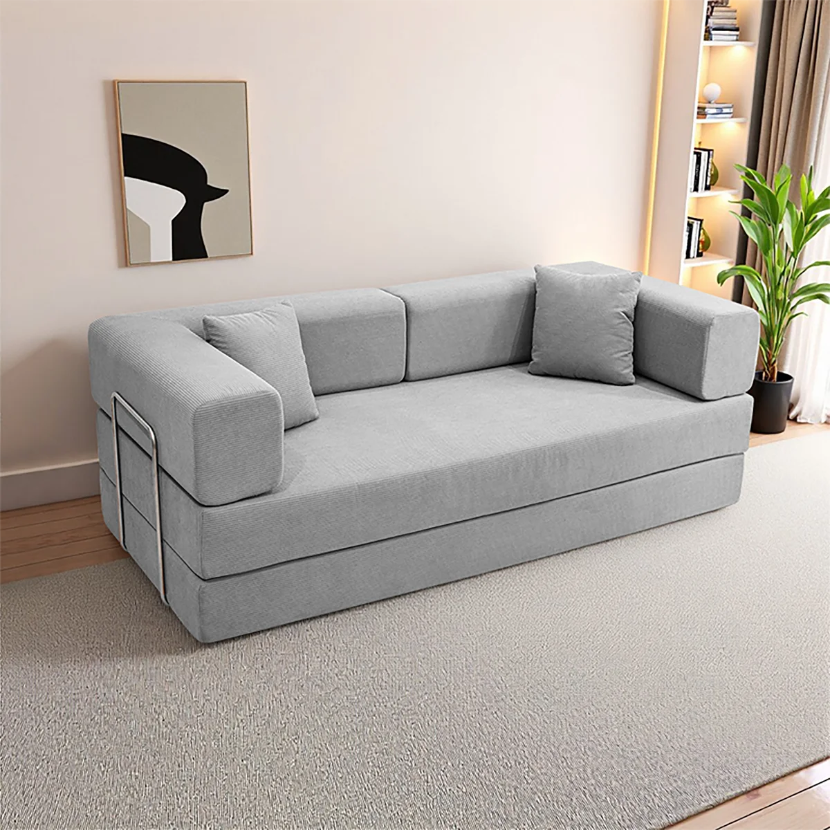 Foldable Sofa Bed With Removable Backrest Two Seater Living Room