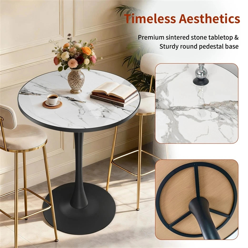 Wisfor Modern Round Bar Table With Sintered Stone Top