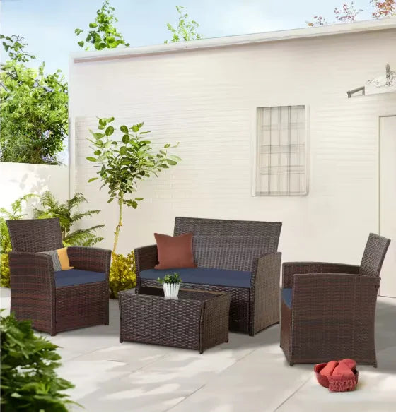 Patio Furniture Set With Cushions Chairs Sofa Tea Table