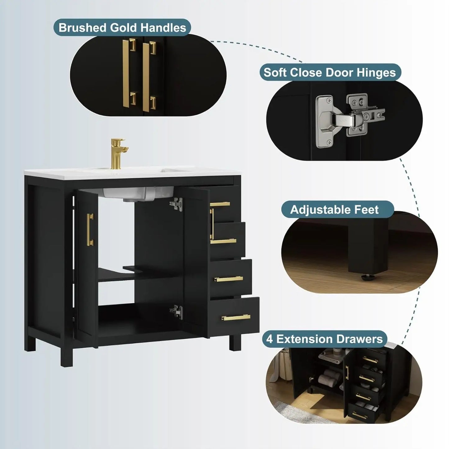 Guangbai Modern Bathroom Vanity With Integral Top