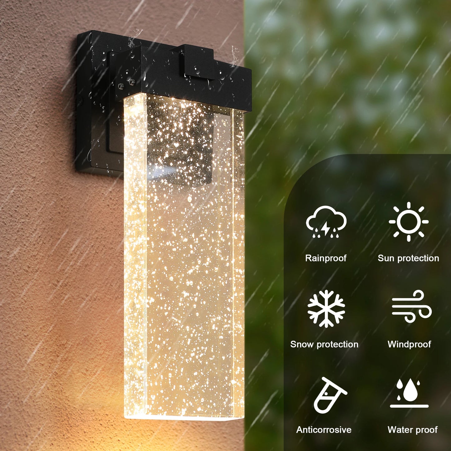 ARLGSITE 2 Pack Outdoor LED Wall Light With Light Sensing Bubble Glass