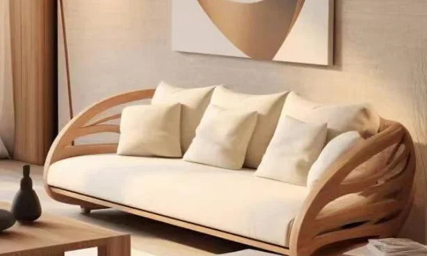 Minimalist Wooden Sofa With Modern Three Seater Design