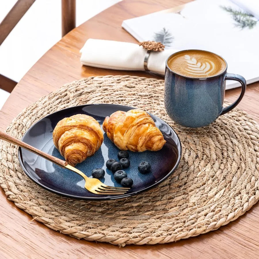 416 Piece Reactive Glaze Ceramic Dinnerware Set Mugs Dishwasher Safe