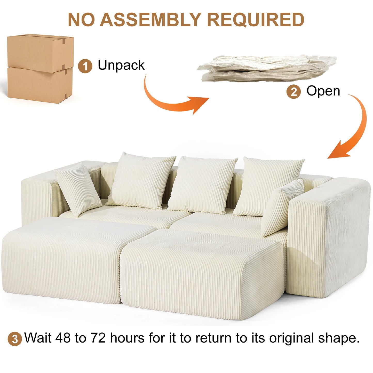 Redlife Cloud Memory Foam Sofa Boneless Deep Seat Modular Sectional