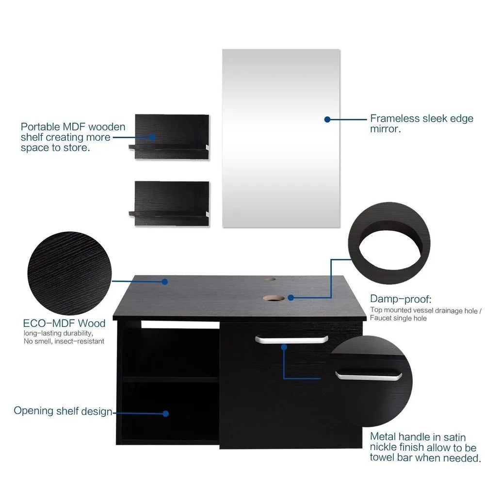 Floating Bathroom Vanity Cabinet With Sink Vessel Mirror