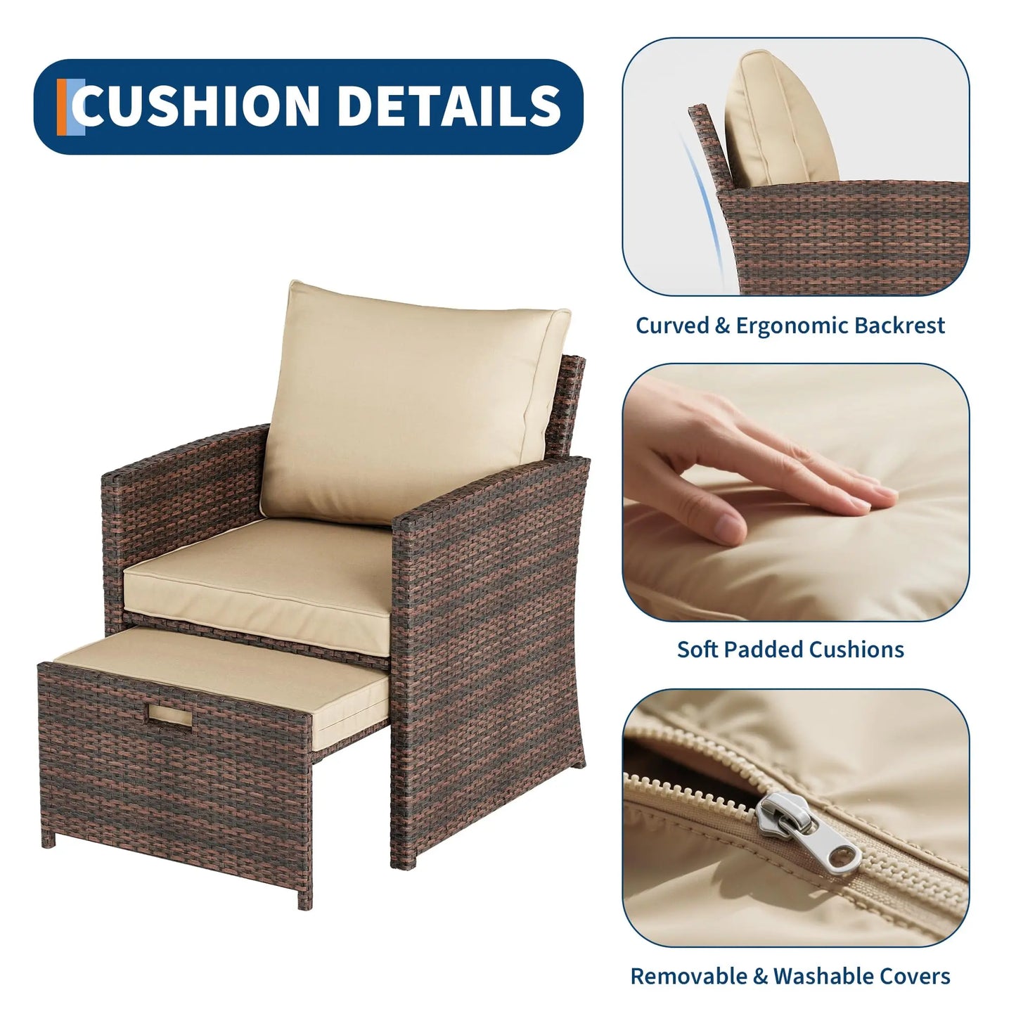 HiMISS All Weather PE Rattan Patio Set With Cushions