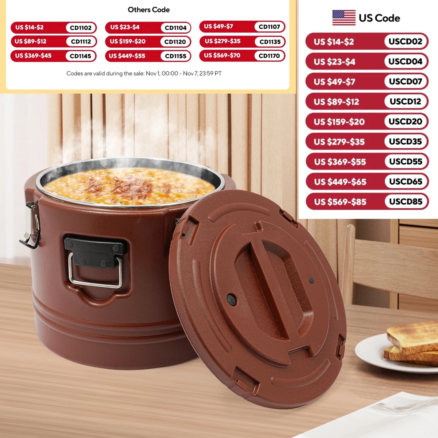 Stainless Steel Food Warmer Insulated Carrier For Hot Or Cold