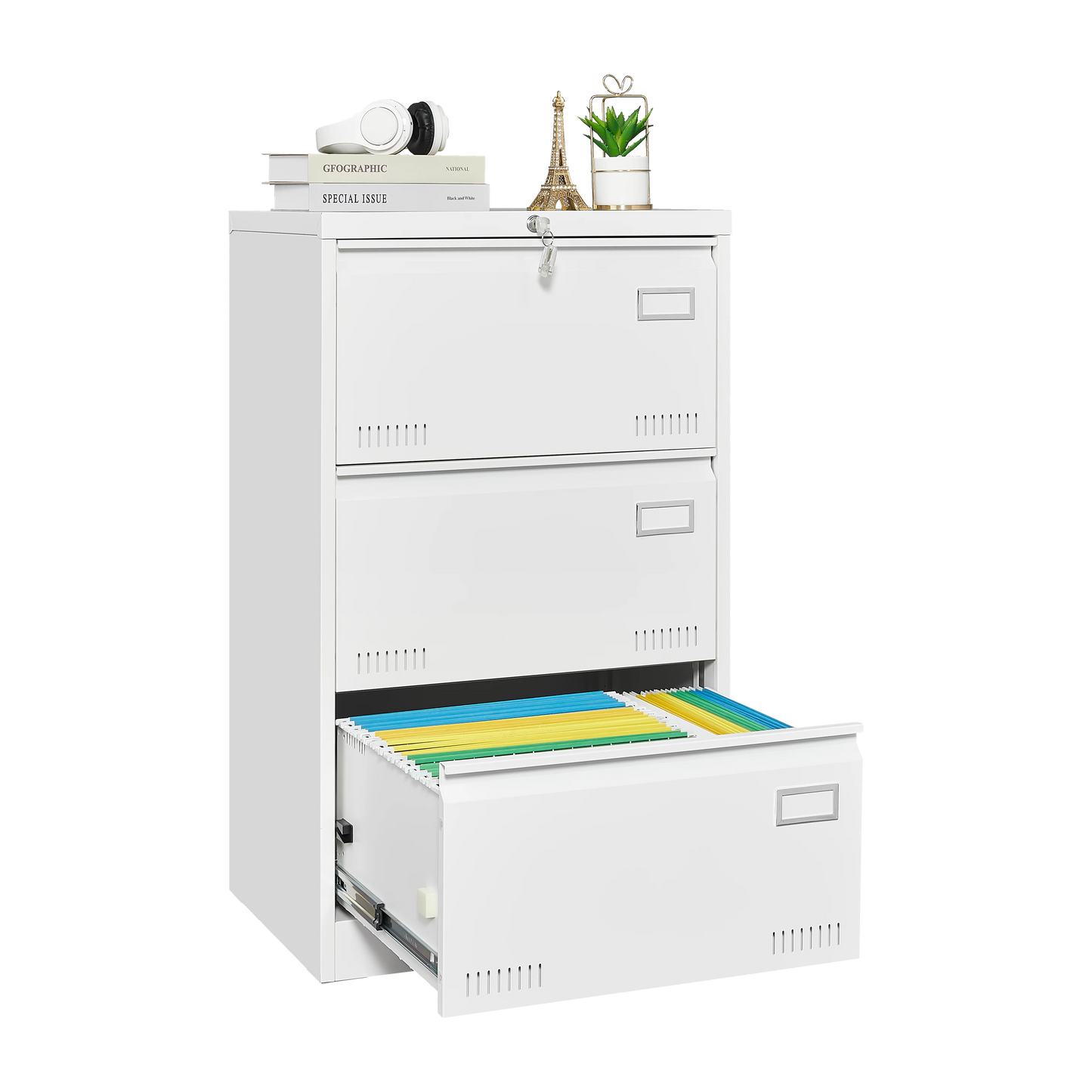 Locking Metal Lateral File Cabinet For Office Use