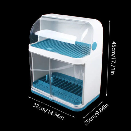 Double Layer Kitchen Cutlery Rack With Lid Cover