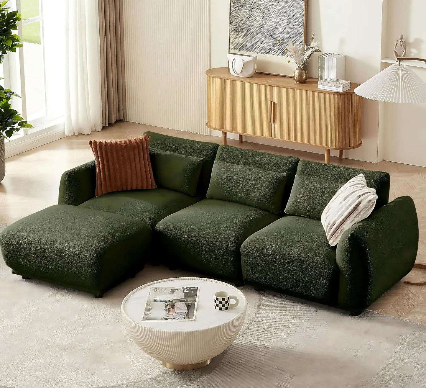 L Shaped Modular Sectional Couch With Removable Ottoman