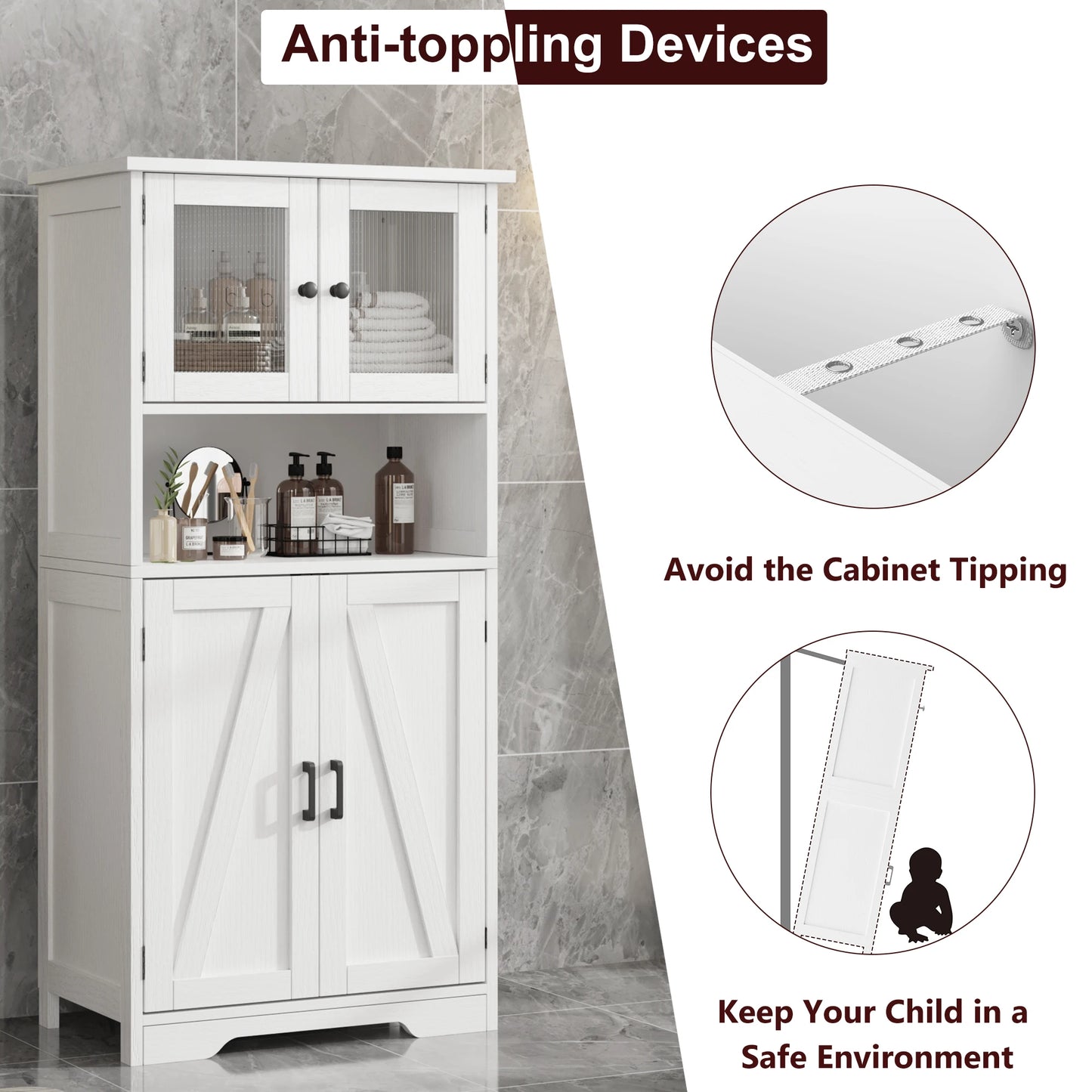 HobbyLane Free Standing Kitchen Pantry Cabinet With Doors