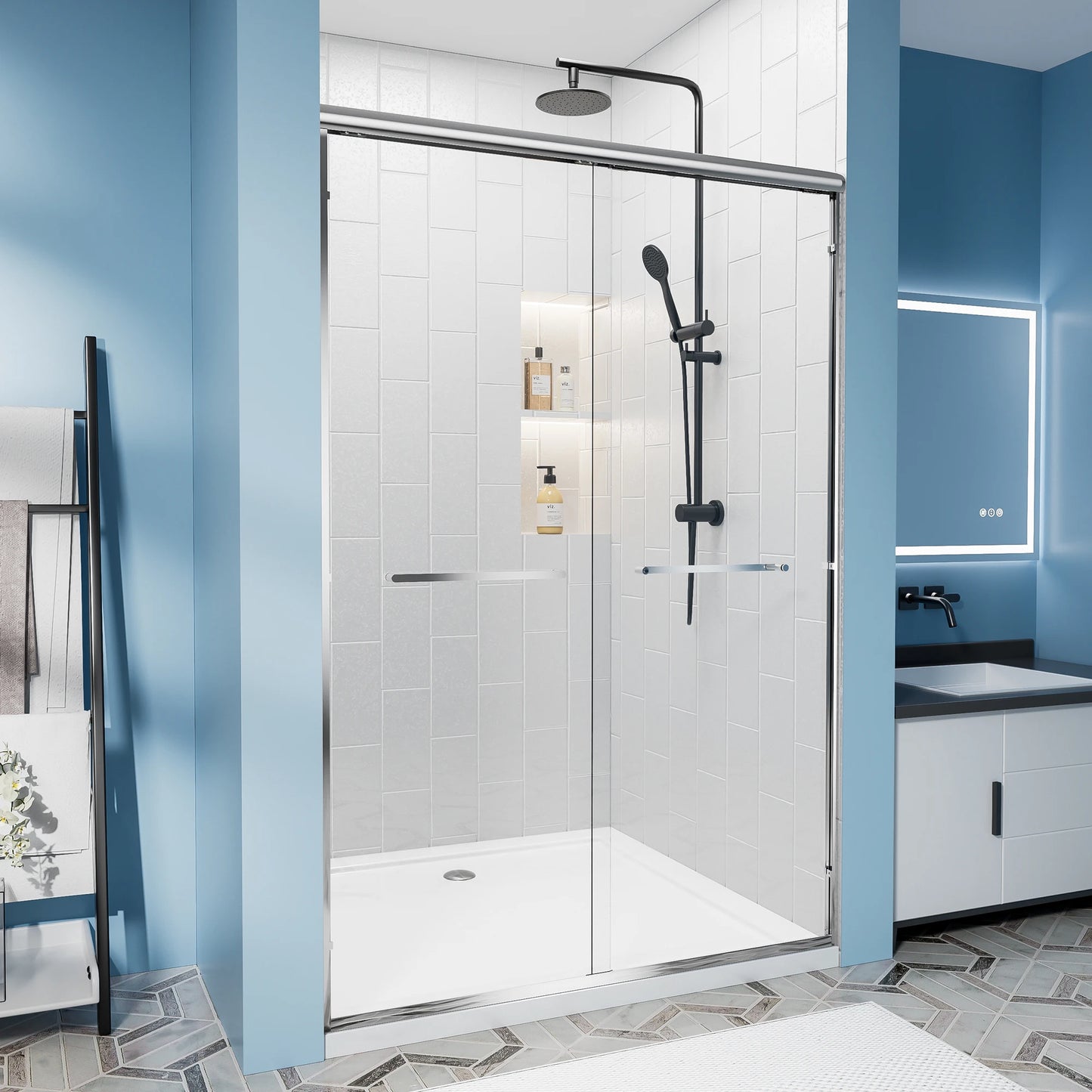 Sh.Kl Semi Frameless Tempered Glass Shower Door Walk In