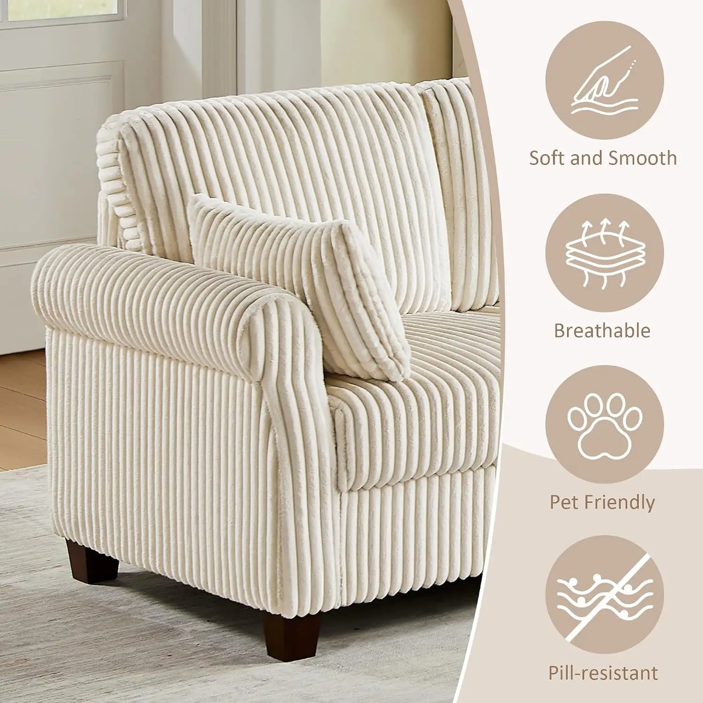 Cloud Comfort V Shaped Sectional Sofa With Storage Ottoman
