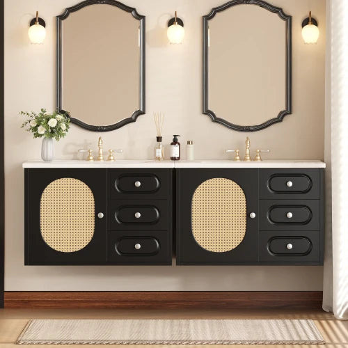 Mid Century Bathroom Vanity Cabinet With Ceramic Sink