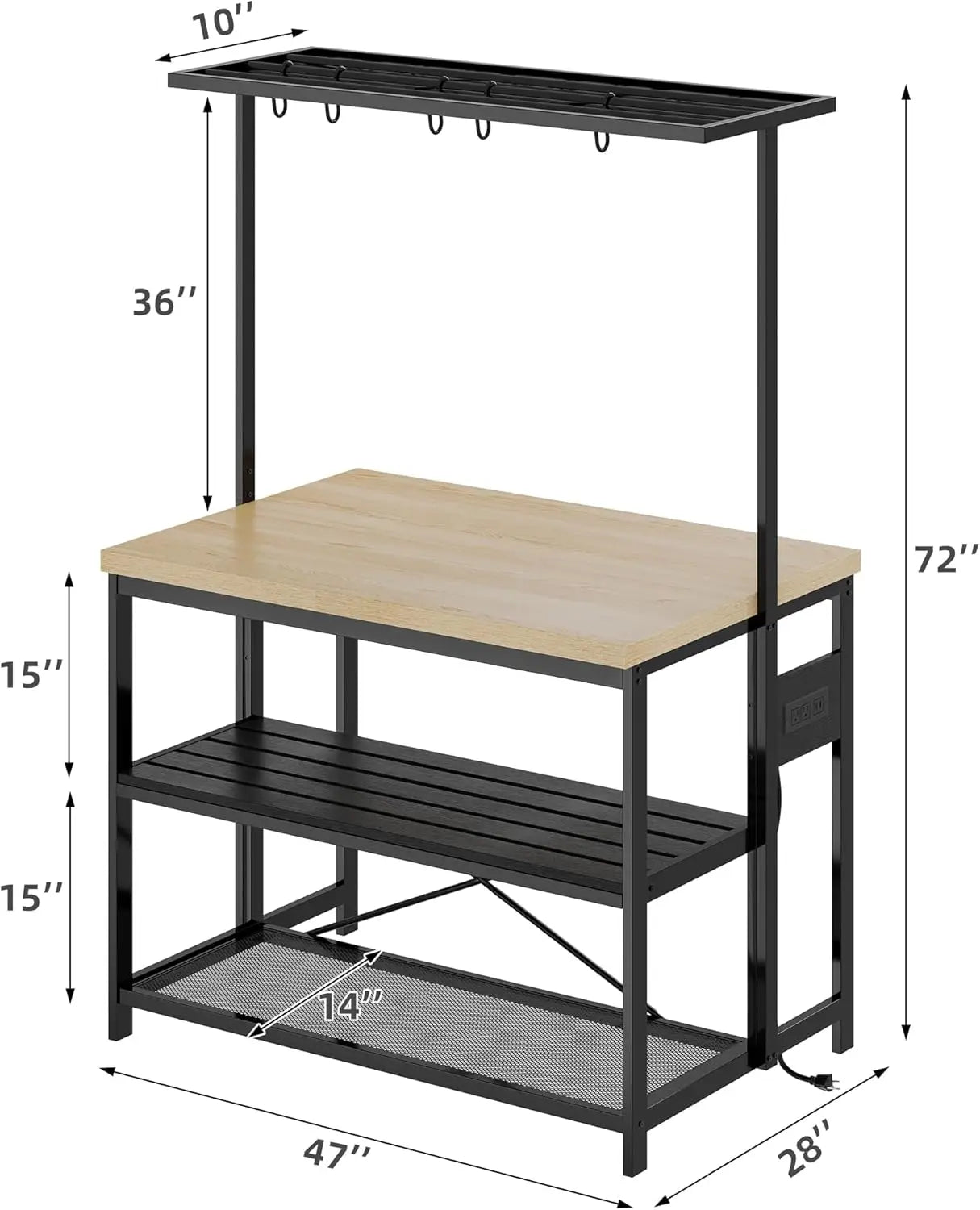 HiMIS Kitchen Island With Storage And Four Power Outlets