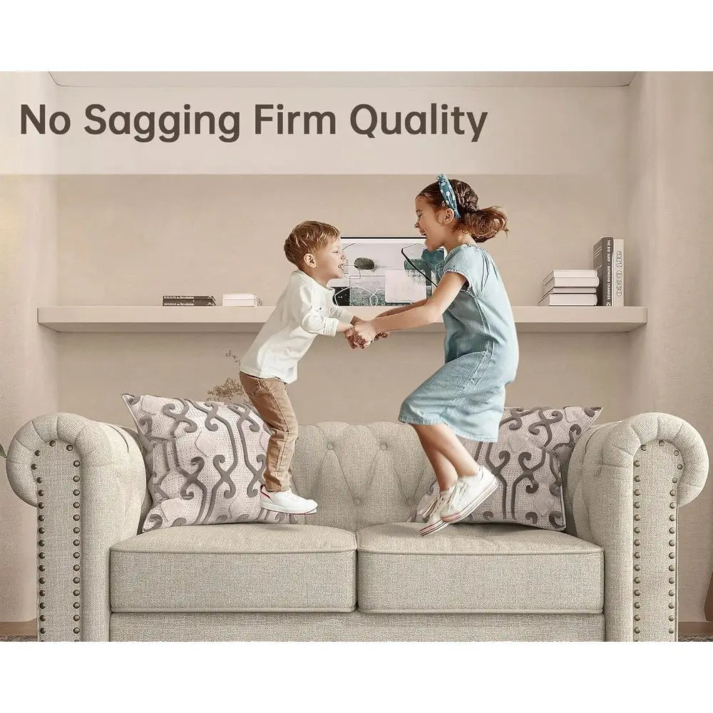 Pet Friendly Sofa With Solid Wood Legs And Linen Cushions