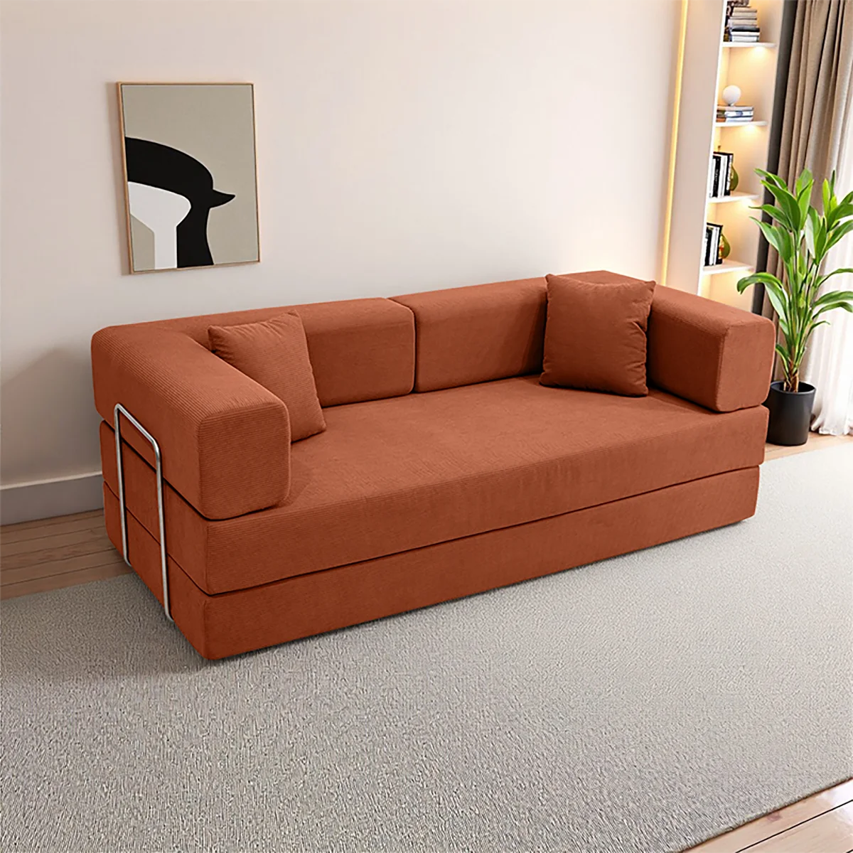 Foldable Sofa Bed With Removable Backrest Two Seater Living Room