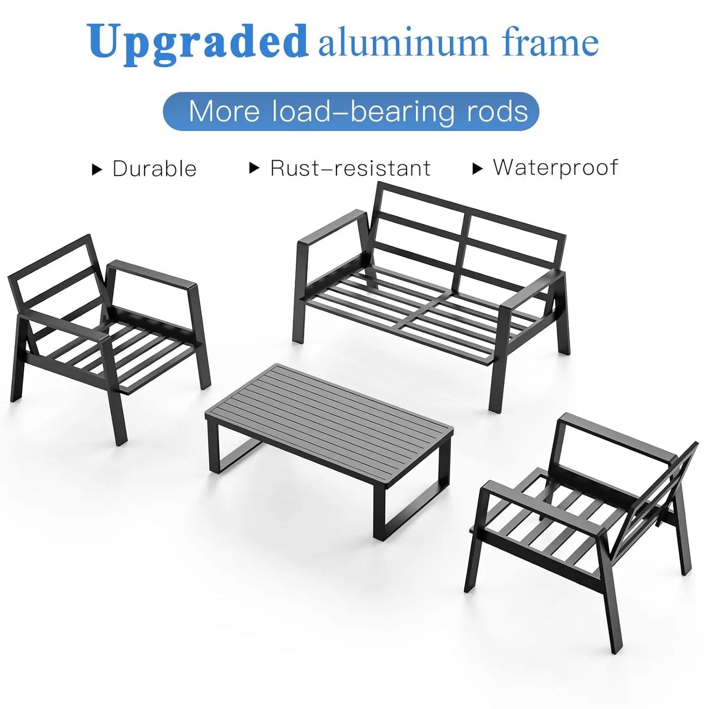 Aluminum Outdoor Patio Furniture Set Sectional Conversation Table