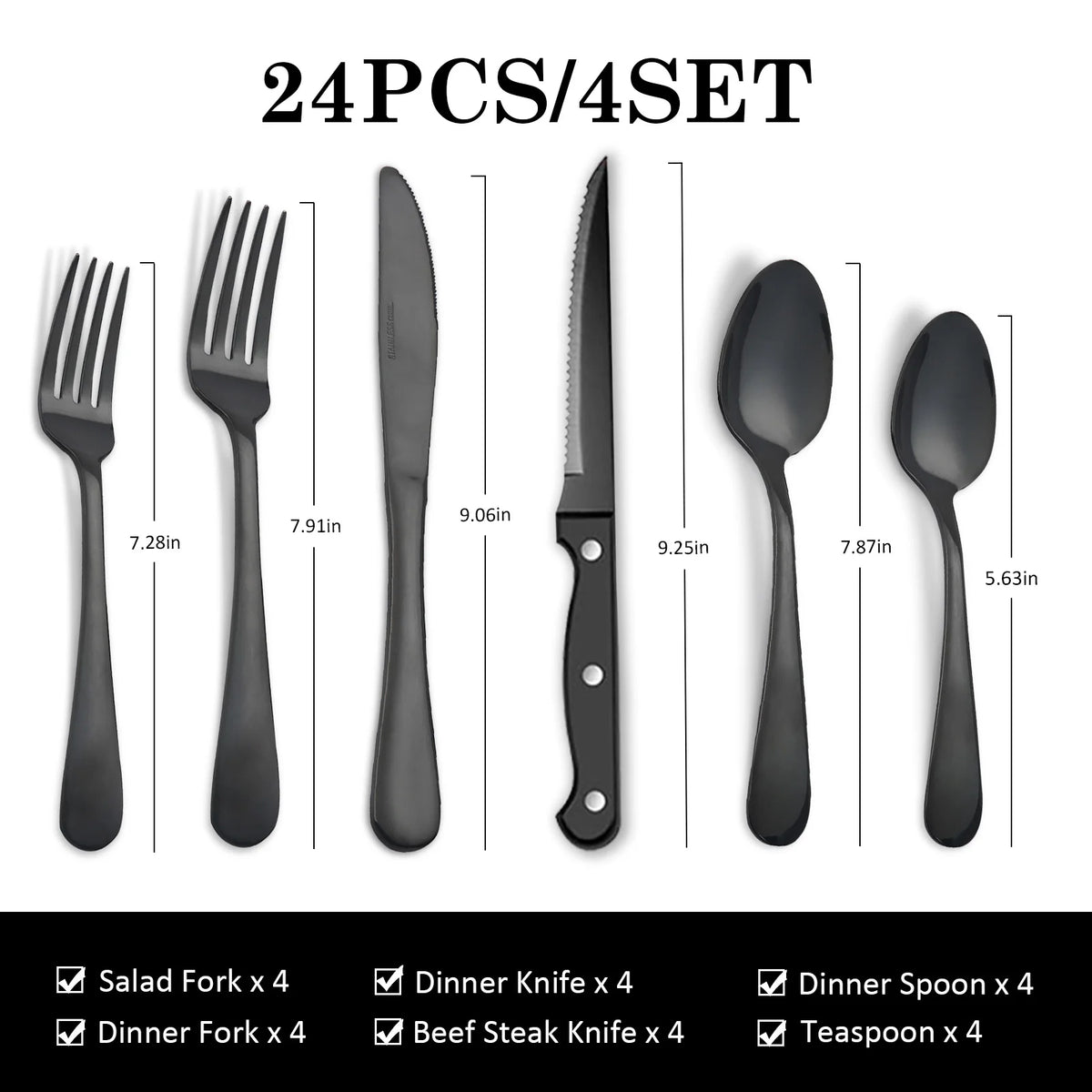 HANSMART Stainless Steel Flatware Set With Steak Knives