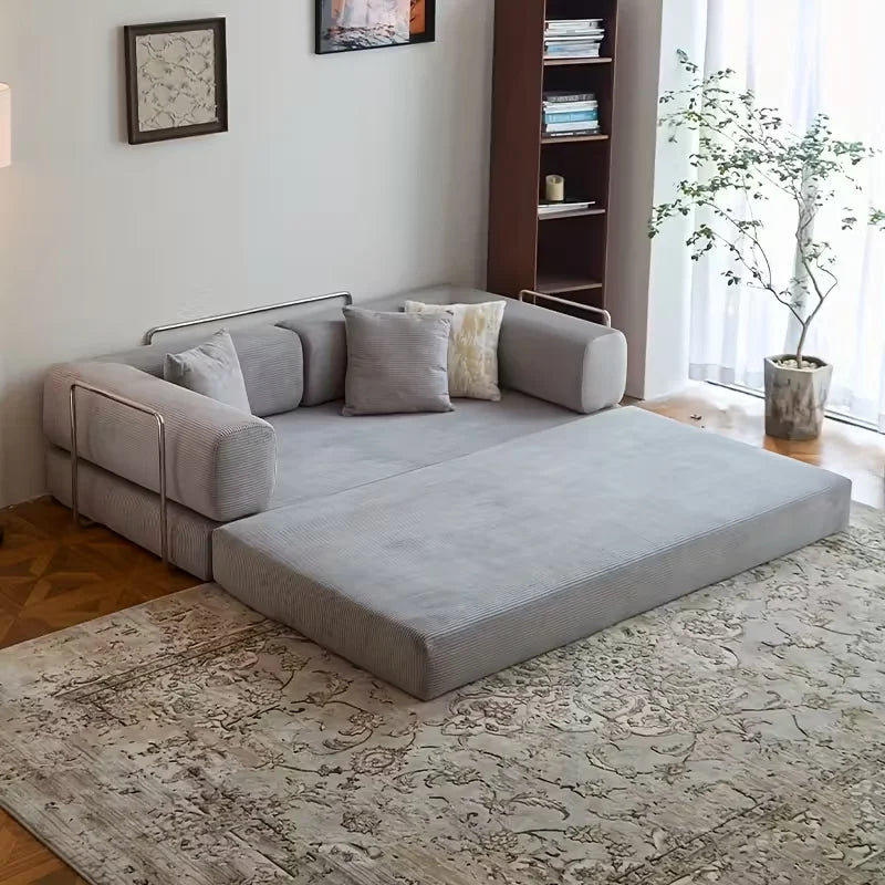 Velvet Folding Sofa Bed With Memory Foam For Small Spaces