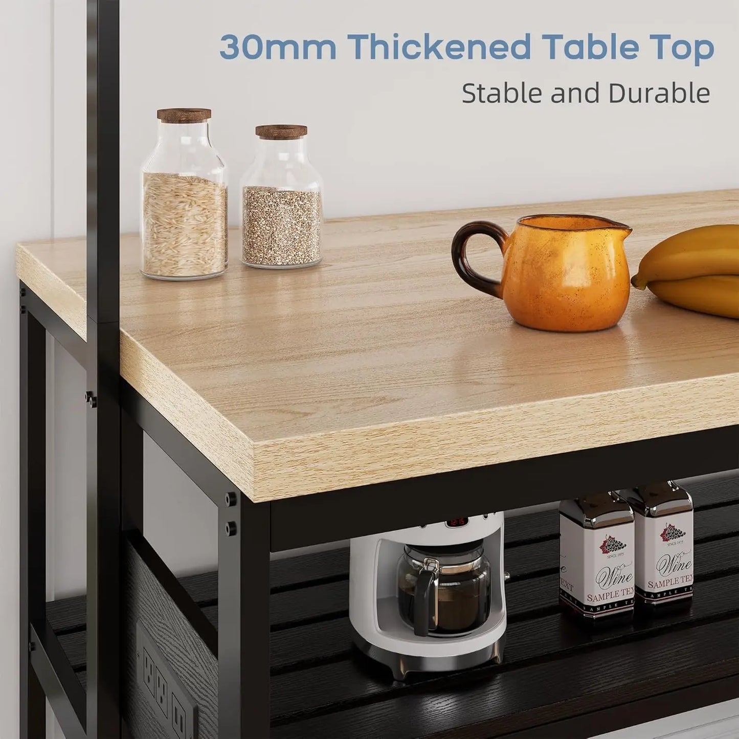 HiMIS Kitchen Island With Storage And Four Power Outlets