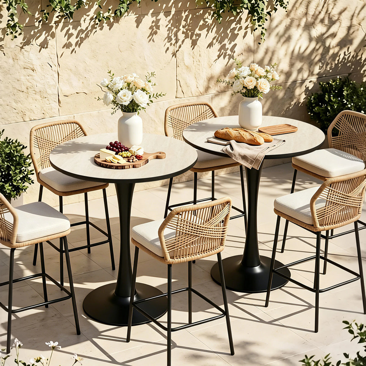 Wisfor Modern Round Bar Table With Sintered Stone Top