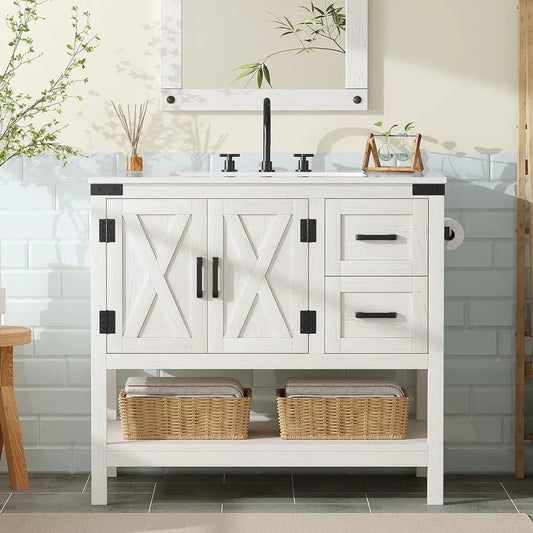 Farmhouse Bathroom Vanity With Sink Combo Cabinet Set