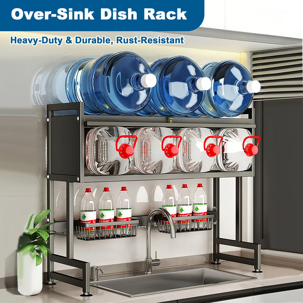 Extra Long Kitchen Sink Drying Rack Space Saving Dish Organizer