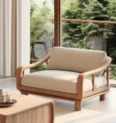 Minimalist Wooden Sofa With Modern Three Seater Design