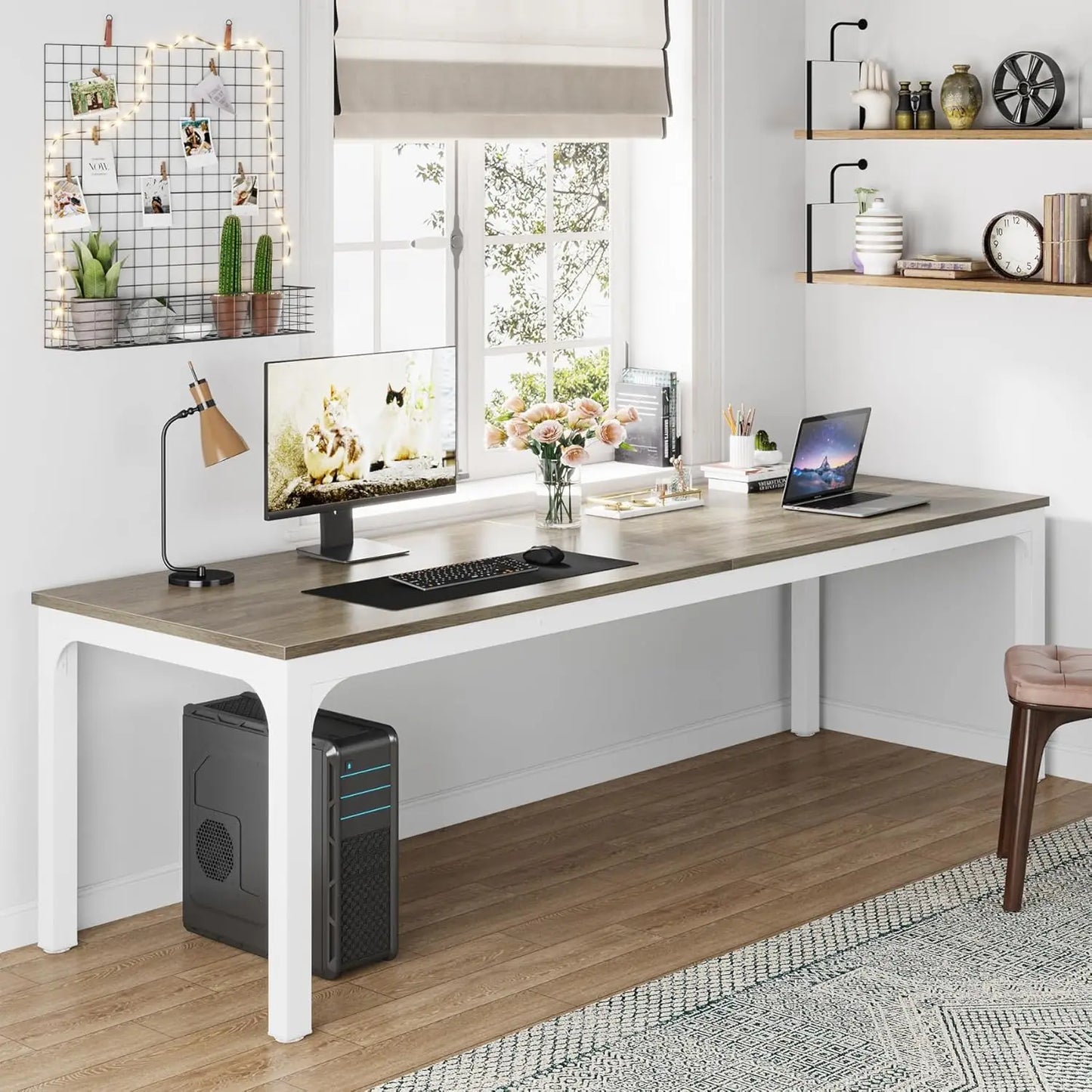 Little Tree 78.7-Inch Extra Long Computer Desk For HomeOfficeWorkspace WorkstationPro