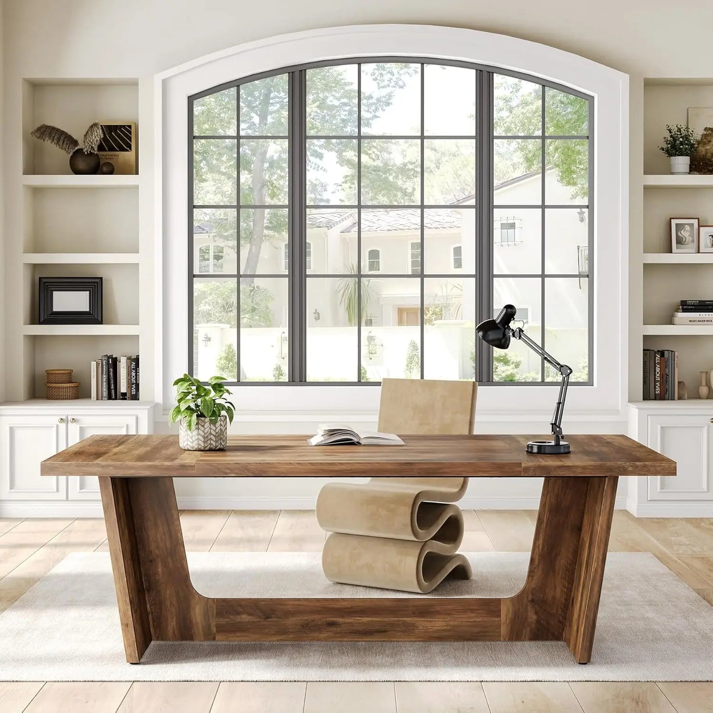 Little Tree Executive Desk Industrial Computer Desk for Home Office