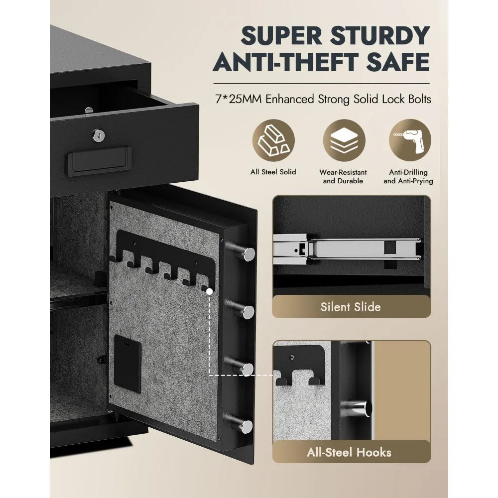 Fireproof Waterproof Safe Box With Drawer And Three Unlock Methods