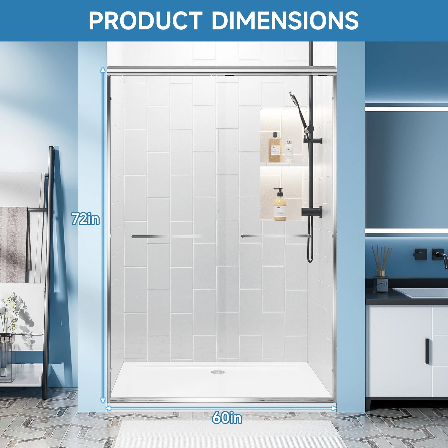 Sh.Kl Semi Frameless Tempered Glass Shower Door Walk In