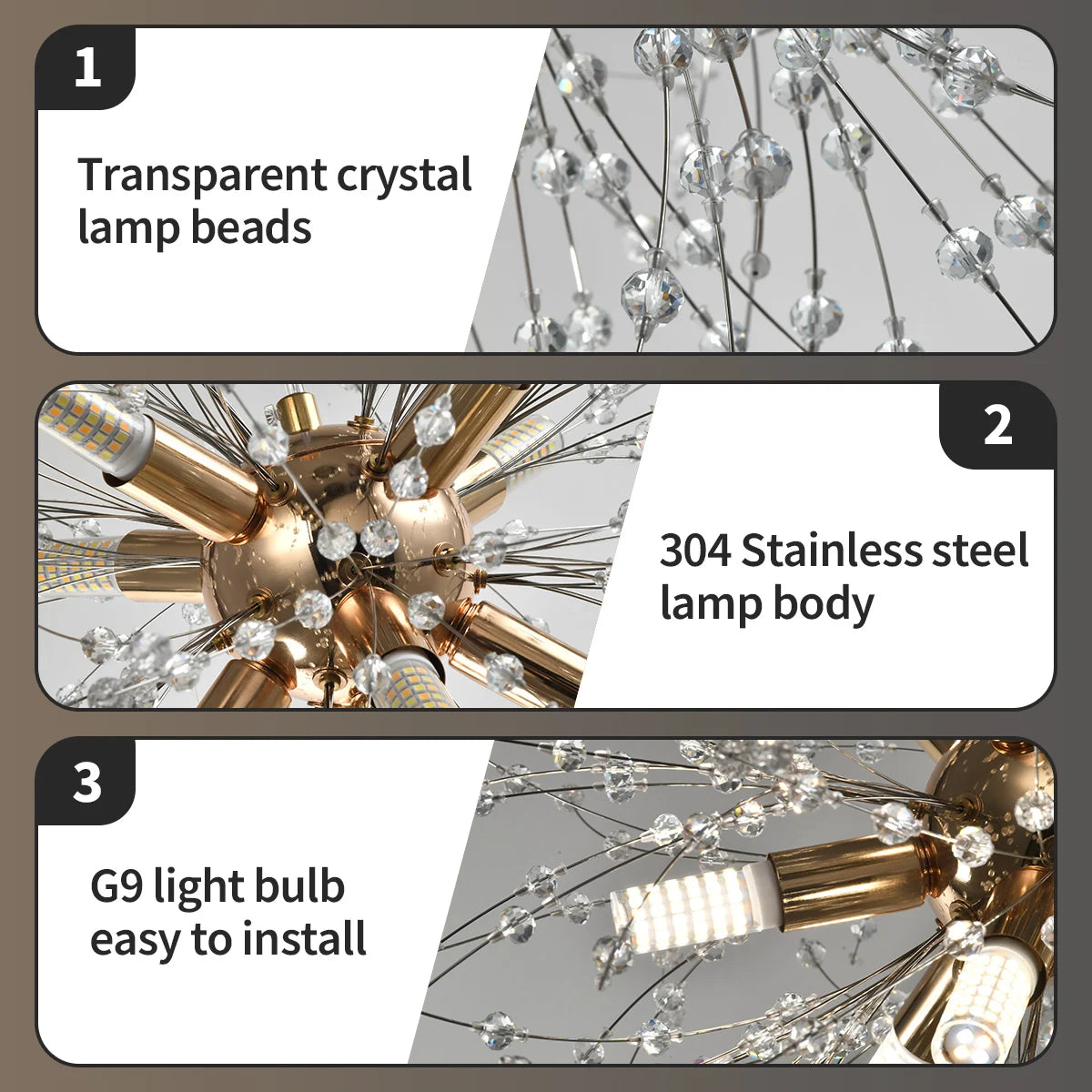 Crystal Dandelion Chandelier With G9 Bulbs For Living Room