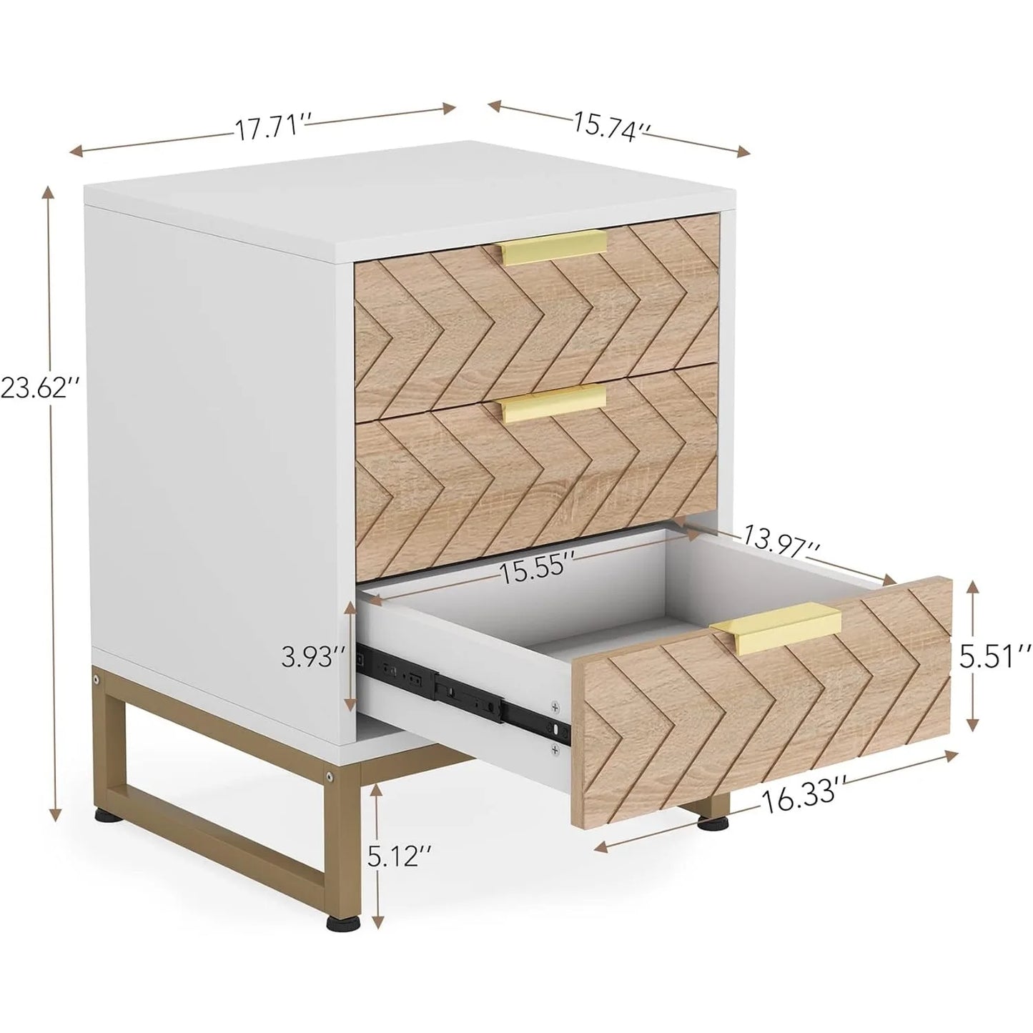 Little Tree Three Drawer Nightstand Modern Chevron Bedside Table