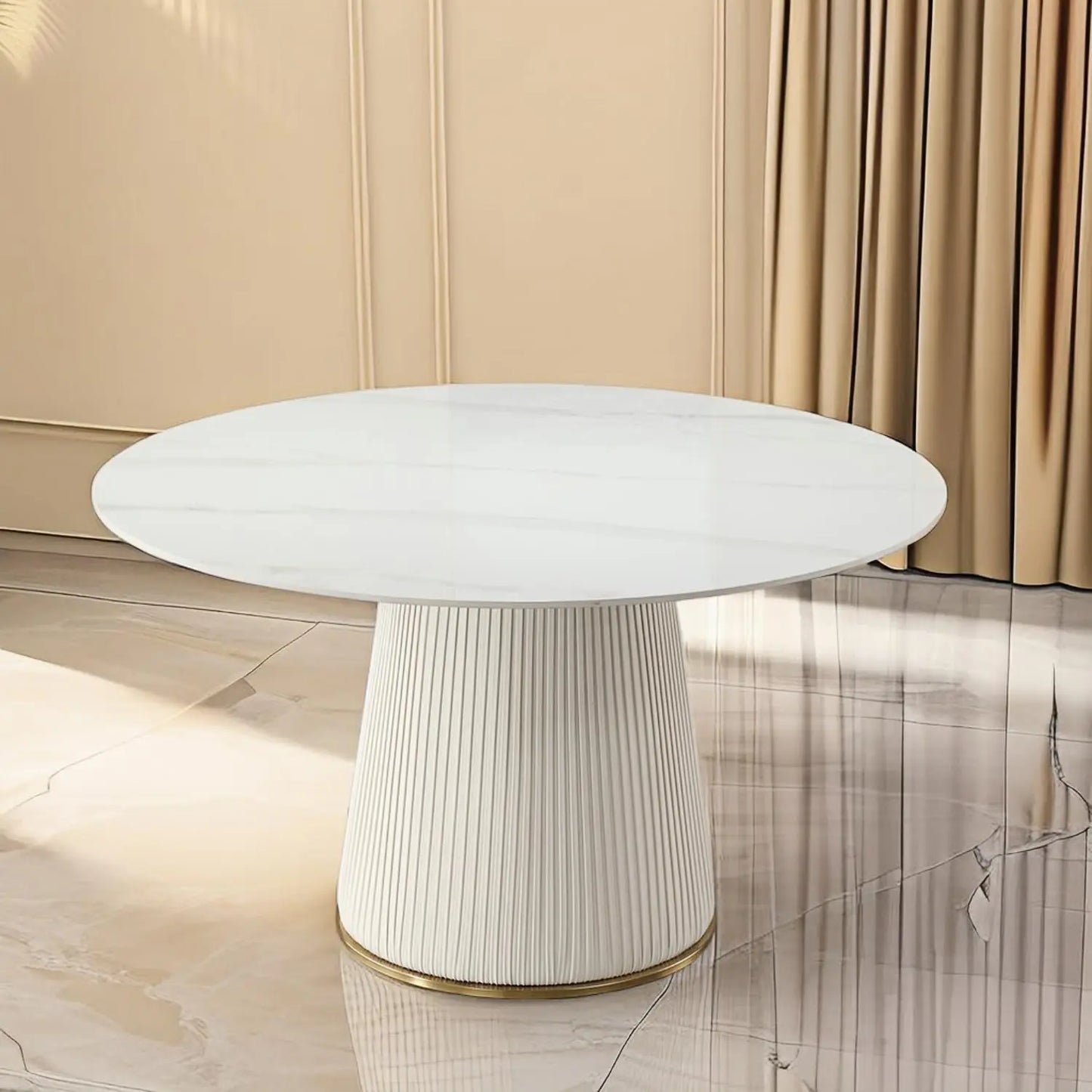 Sintered Stone Dining Table With Marble Top Carbon Steel Base