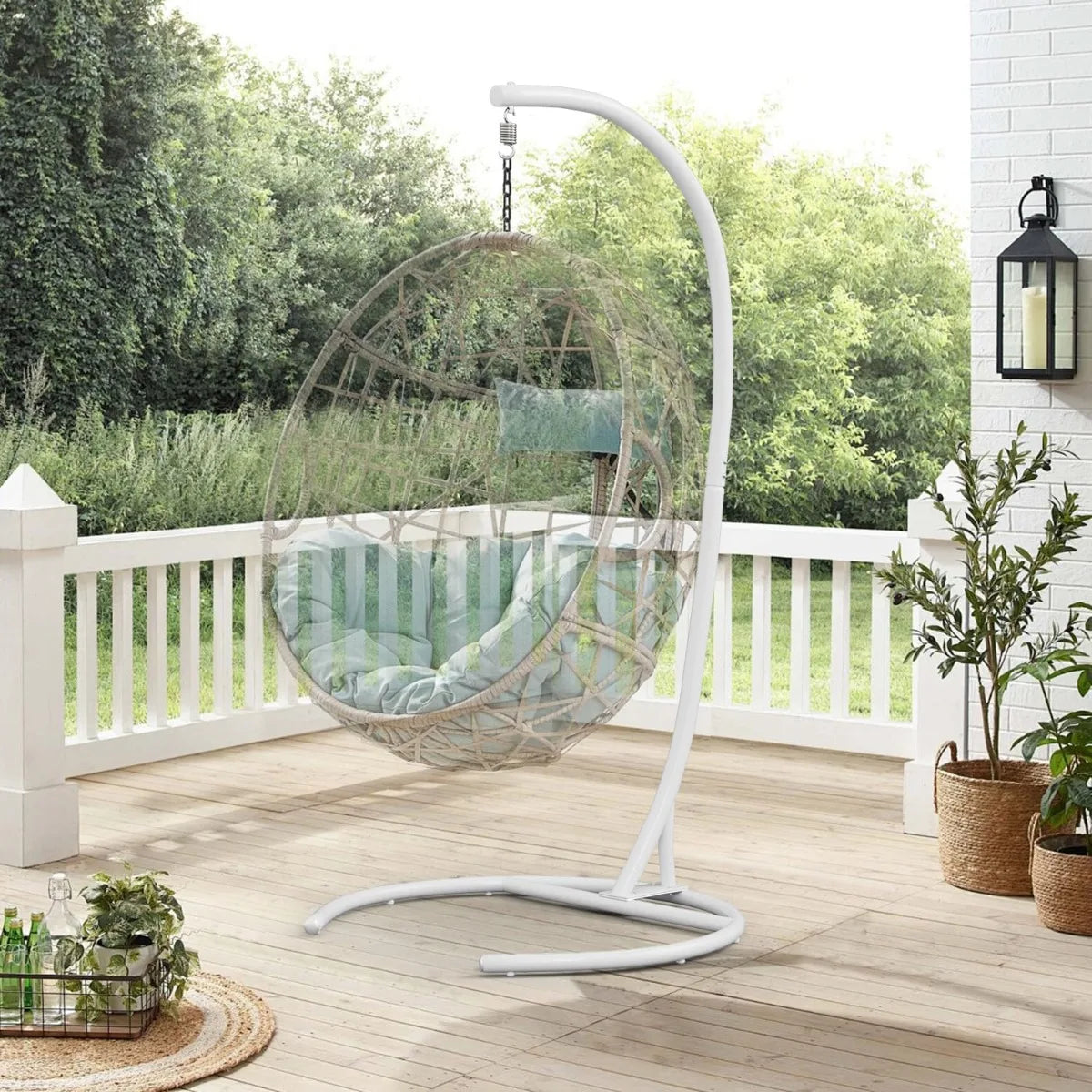 Heavy Duty Hammock Chair Stand With C-Frame And 360 Degree Rotation Supports Up To 300 Lbs For Indoor Outdoor Use