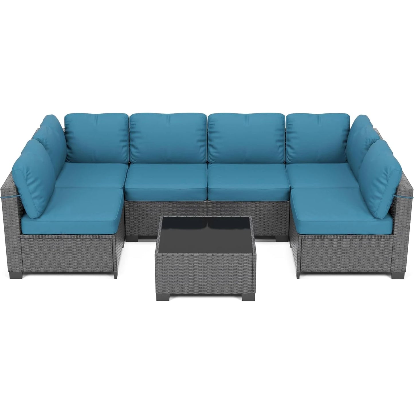 HobbyLane Modular Outdoor Furniture Set PE Rattan Wicker Sectional Sofa